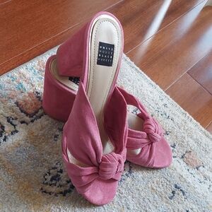 White House Black Market Pink Suede Mules